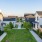 Beautiful landscaping among homes