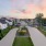 Beautiful landscaping among homes